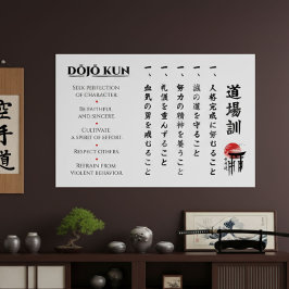 De 5 Dojo Kun – Gichin Funakoshis läror Poster