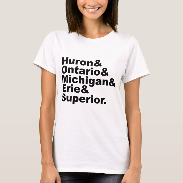 De 5 stora sjöarna | Huron Ontario Michigan Erie T-shirt (Framsida)