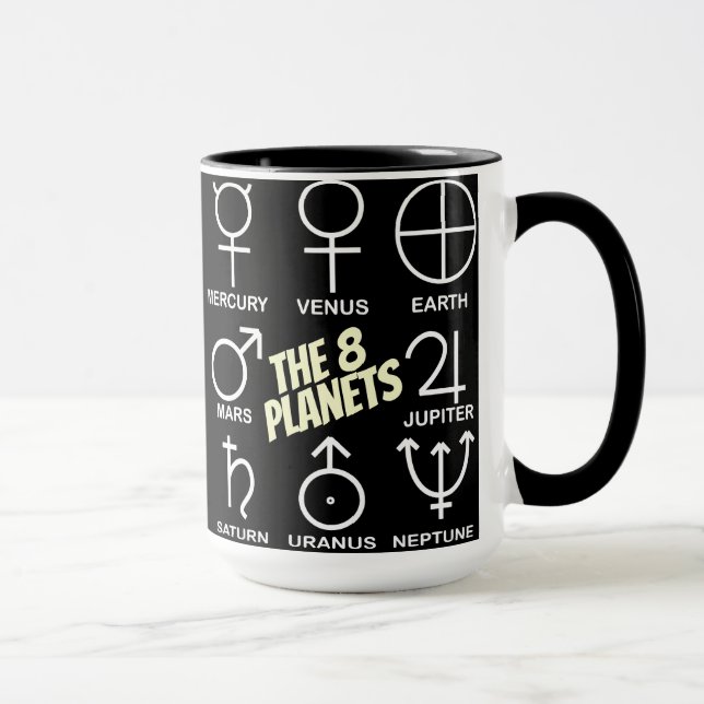 De 8 planetära symboler diagram  mugg (Höger)