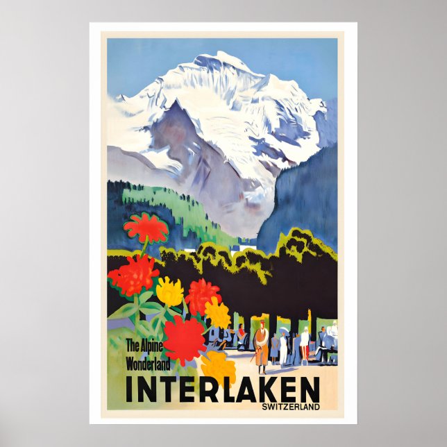 De alpina underlandet Interlaken Schweiz Poster (Framsidan)