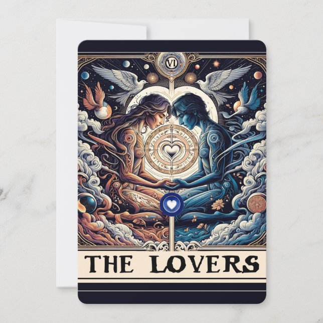 DE ÄLSKANDE Tarot Celestial Man & Kvinna Förlovnin Inbjudningar (Framsida)
