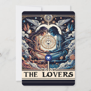 DE ÄLSKANDE Tarot Celestial Man & Kvinna Förlovnin Inbjudningar