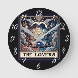 DE ÄLSKANDE Tarot Celestial Man & Kvinna Själens M Rund Klocka