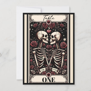 DE ÄLSKANDE Tarot Skelett Kärlek Rosor Bord Nummer Inbjudningar