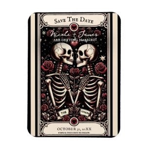 DE ÄLSKANDE Tarot Skelett Kärlek Spara Datumet Magnet
