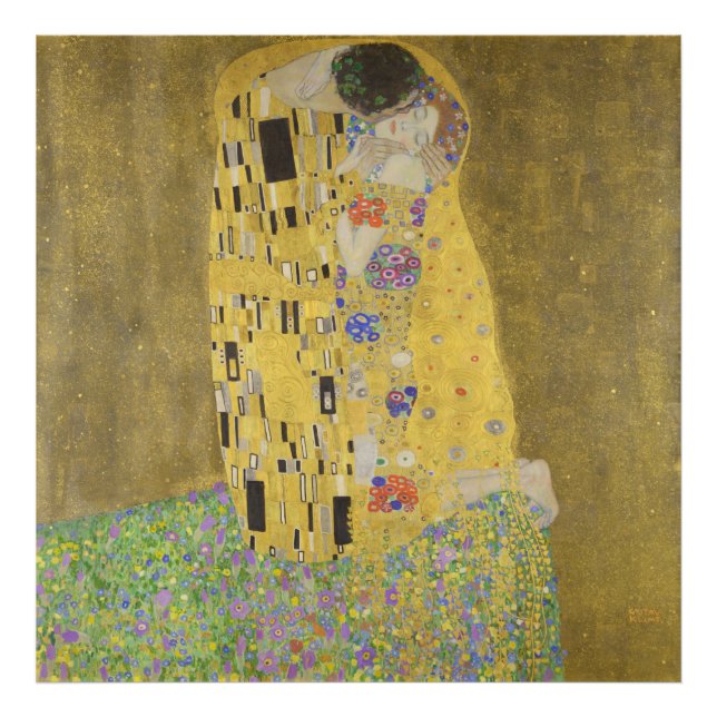 De älskandes kyss av Gustav Klimt Fototryck (Framsidan)