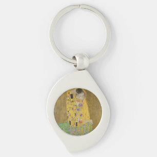 De älskandes kyss av Gustav Klimt Swirl Silverfärgad Nyckelring