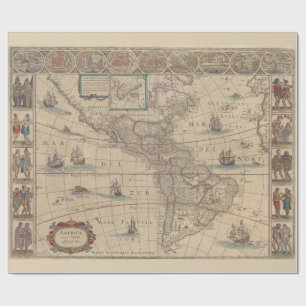 De amerikanska kontinenternas historiska Karta Presentpapper