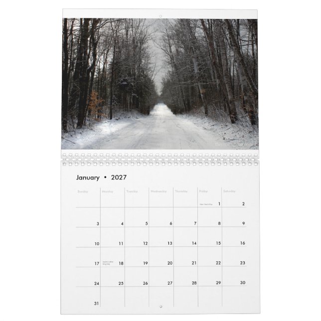 De ändrande säsongerna av Michigan övrepeninsula Kalender (Jan 2027)