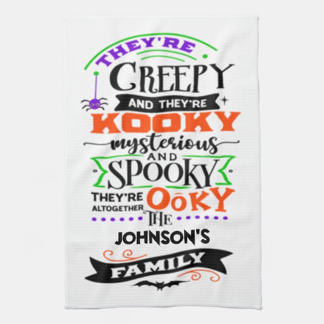 De är Creepy och Kooky Mysterious Spooky Kökshandduk (Vertikal)