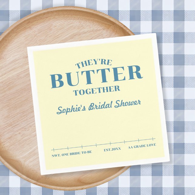 De är gula bröllopsdusch tillsammans som smör pappersservett (They’re Butter Together Yellow Bridal Shower Napkins)