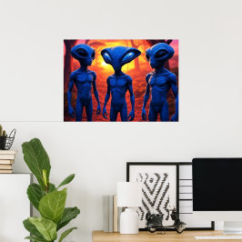 De är här AI Alien Art Poster