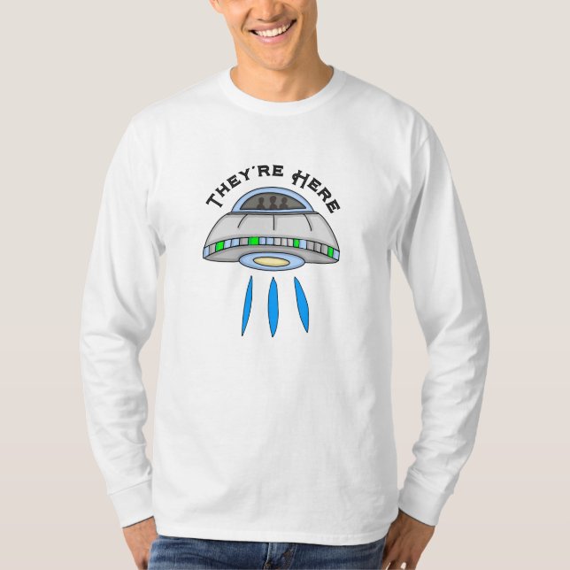 De är här UFO Alien Invasion T Shirt (Framsida)