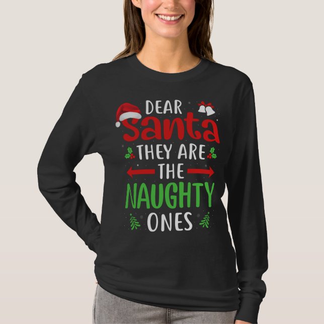 De är Naughty Ones Christm. T Shirt (Framsida)