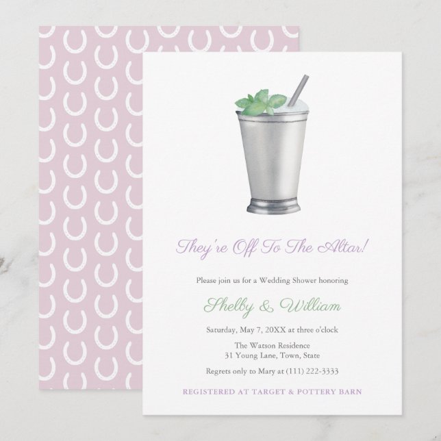 De är på Altar Horseshoe-Möhippan Inbjudningar (Fram/baksida)