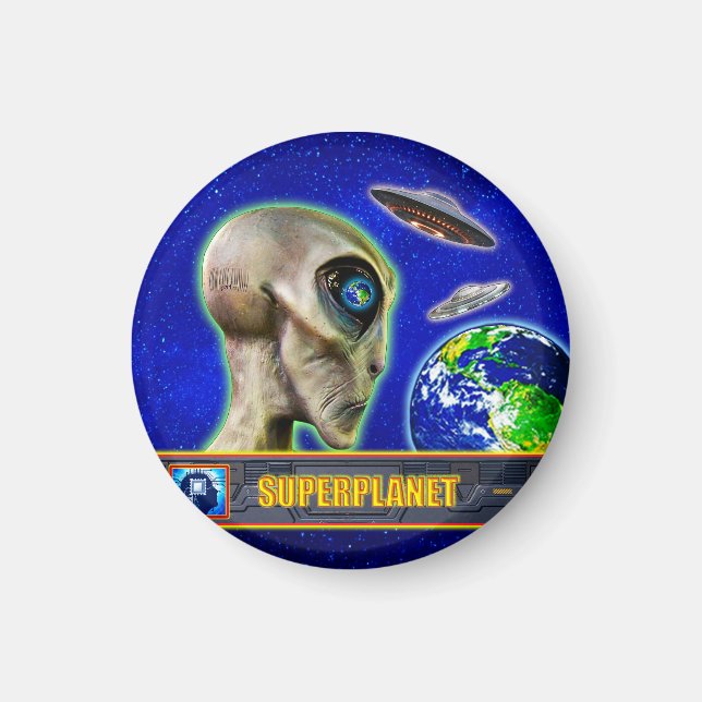 DE ÄR REDAN HÄR - SUPERPLANET-designinsamling Magnet (Framsidan)