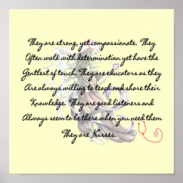 "De är sjuksköterskor", Dikt för utskrift av tekon Poster (Framsidan)
