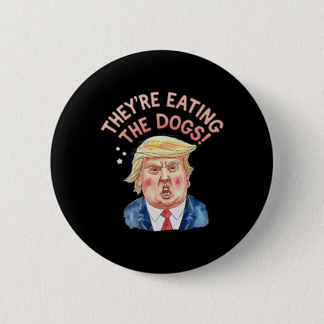 De är Trump som äter hundarna - Trump Meme  Knapp (Framsida)