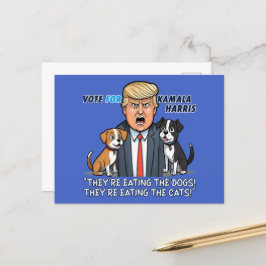 De äter Hundar Funny Trump Kamala Vykort