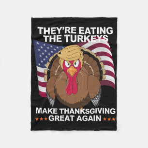 De äter kalkonerna - Rolig kalkon Thanksgiving Fleecefilt