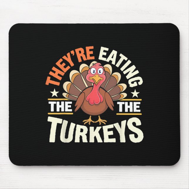 De äter kalkonerna roligt tacksgiving Turk Musmatta (Framsidan)