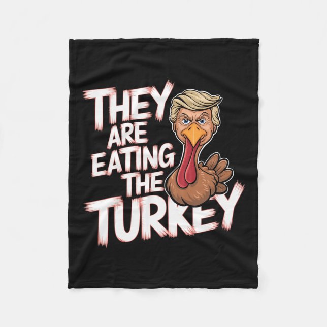 De äter Turkiets Donald Trump-Thanksgiving Fleecefilt (Framsidan)