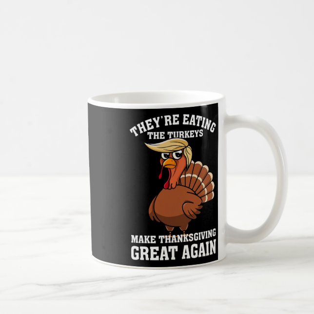 De äter turkonerna - Lustigt Turkiet Thanksgi Kaffemugg (Höger)