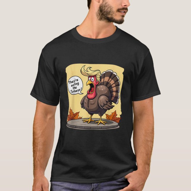 De äter turkonerna Lustigt Turkiet Thanksgivi T Shirt (Framsida)
