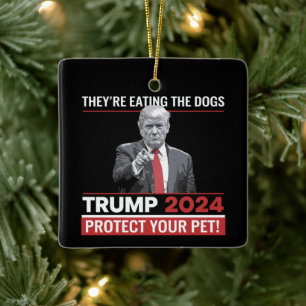 De äter upp Hundar Trump 2024 Debatt Julgransprydnad Keramik