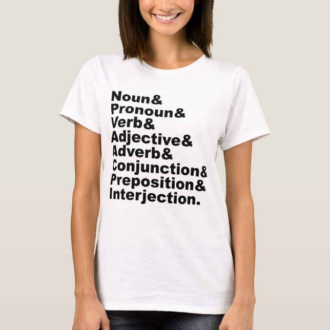 De åtta delarna av Tal på engelska T Shirt (Framsida)