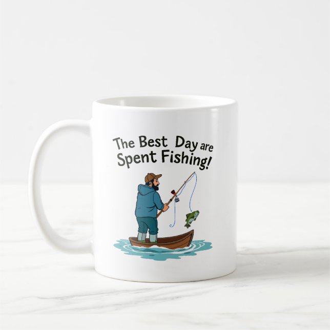 De Bästa Dagarna Tillbringas med Fiske Kaffemugg (Vänster)