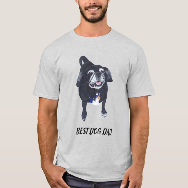 De bästa Hund-Pappa, svartvitt-Pug-tees T Shirt (Framsida)