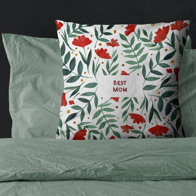 De bästa mamma Röda blommorna Magic Garden Mors da Kudde (Skapare uppladdad)