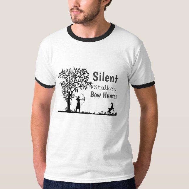 De bästa männens Silen Stalker Bow Hunter T-shirt- T Shirt (Framsida)