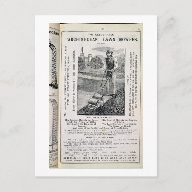 De berömda "Archimedean"-Gräsmatta från Vykort (Framsida)