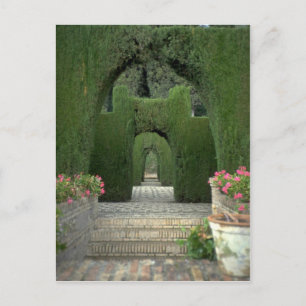 De berömda trädgårdarna i Alhambra, Granada, Spani Vykort