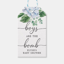 De blå Hydrangea-Blommigtarna är bombanans favorit Presentetikett