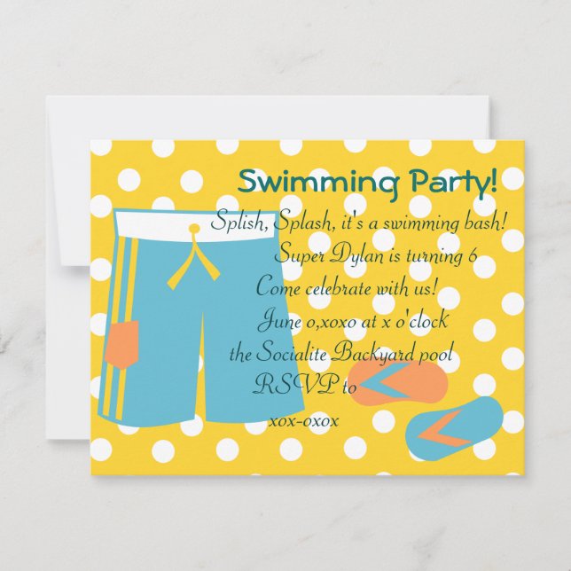 De blå Swimtrunks Inbjudningar (Framsida)