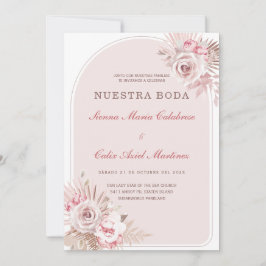 de Boda Romántica en Tono Rosa Pastel con Flores Inbjudningar