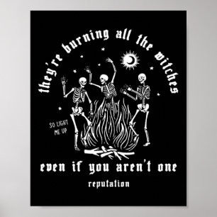 De bränner alla Witches Halloween Skeleton Poster