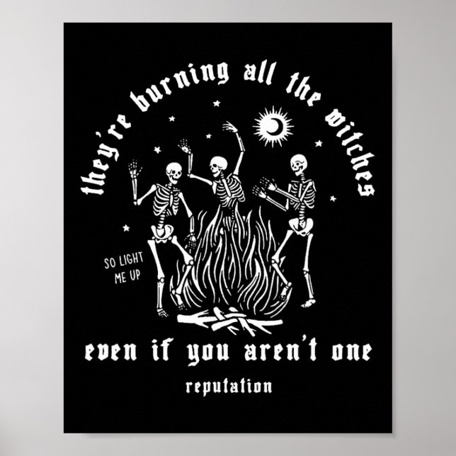 De bränner alla Witches Halloween Skeleton Poster (Framsidan)