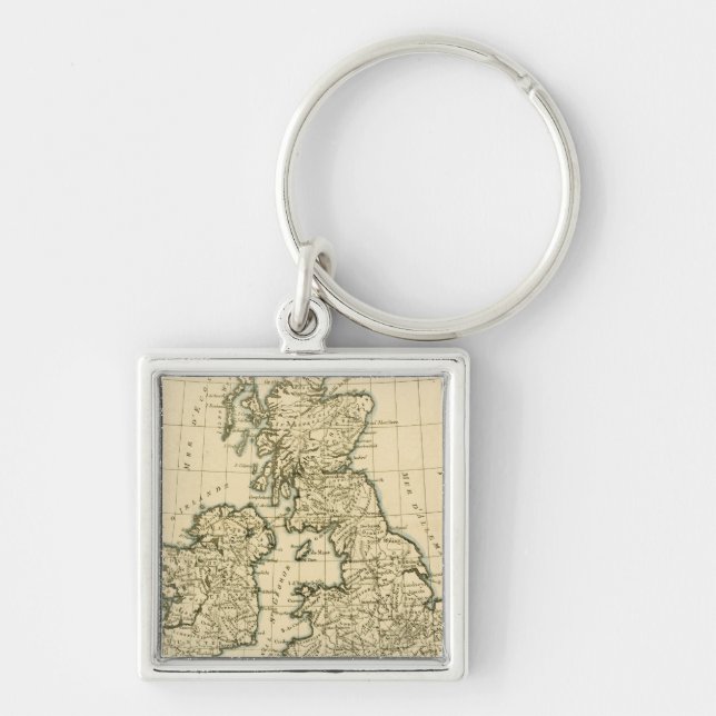 De brittiska islesna fyrkantig silverfärgad nyckelring (Framsidan)