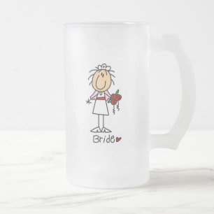 De brudtshirtsna och gåvorna frostat ölglas