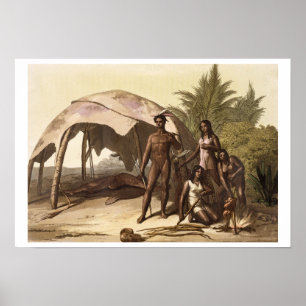 De Charrua indierna av Uruguay (färglithoen) Poster