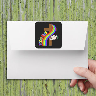 De Colores Cursillo Rainbow with Kor and Peace Do Fyrkantigt Klistermärke