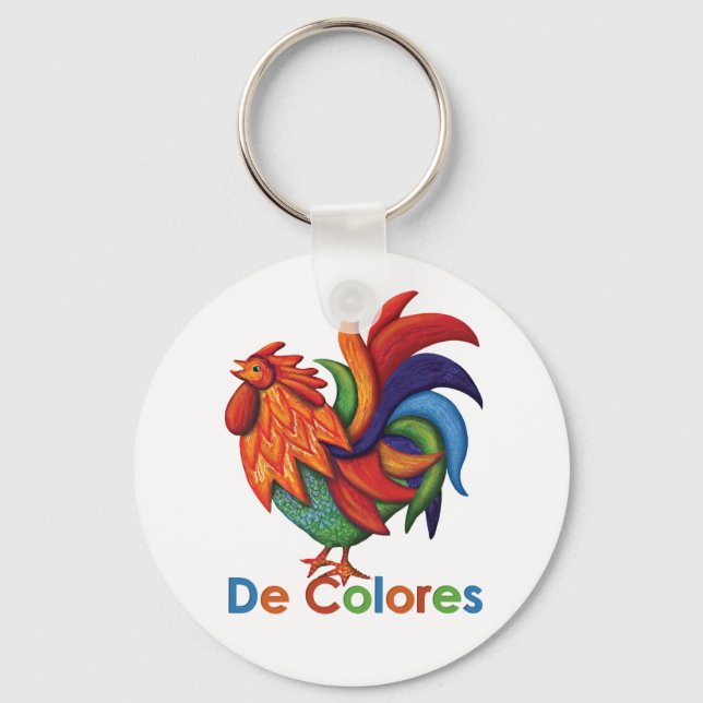 De Colores Tupp Gallo Button Keychain Nyckelring (Framsida)