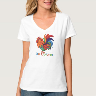 De Colores Tupp kvinna Hanes V-Nacke T-tröja Tee Shirt