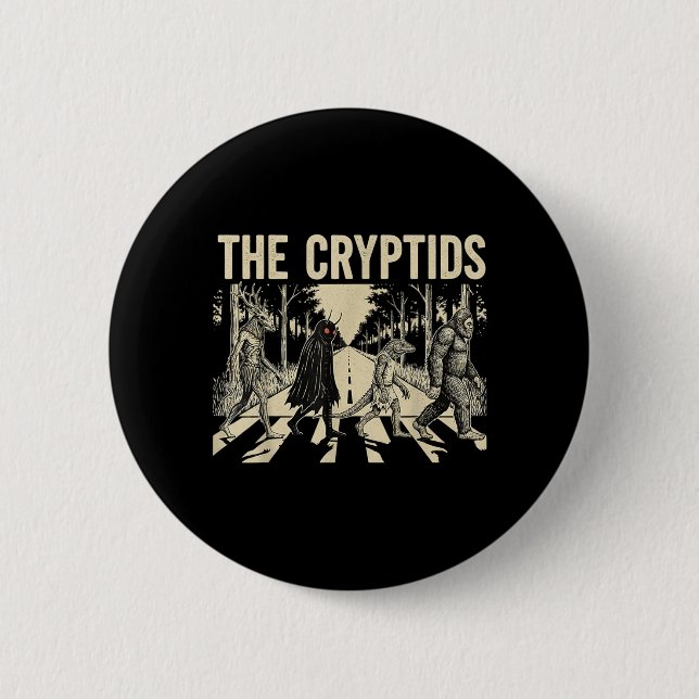De Cryptids Roliga Bigfoot Mothman Monster Knapp (Framsida)