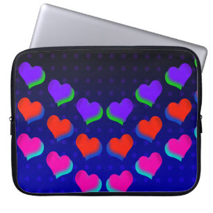 De där Crazy Retro Neon Hearts Laptop Fodral