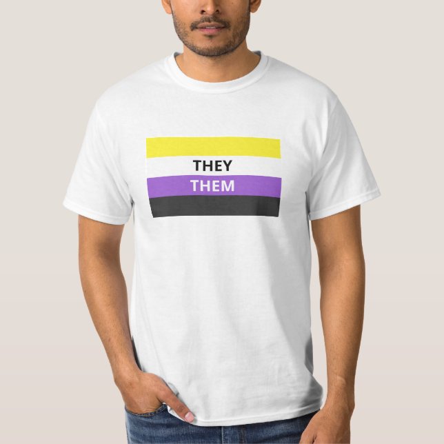 De/de denBinära flagga för pronomen värderar T Shirt (Framsida)